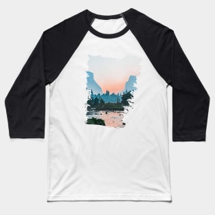 Beautiful Mountain Lake Landscape Baseball T-Shirt